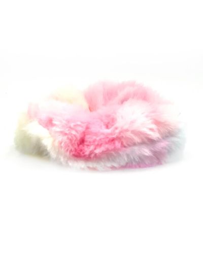 Scrunchie Rainbow Fur pink
